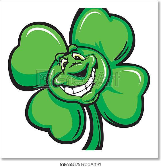 561x581 Free Art Print Of Happy Four Leaf Clover Shamrock Car. Cartoon
