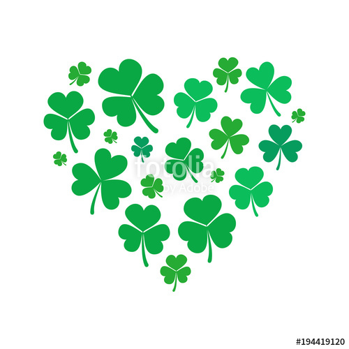 500x500 Vector Heart Made Of Small Shamrock Or Clover Icons Stock Image