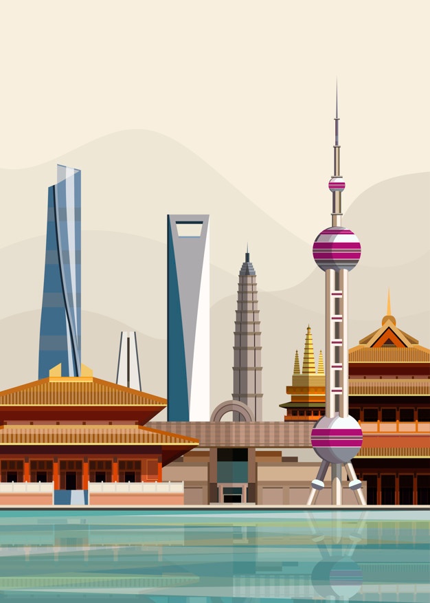 Shanghai Skyline Vector at GetDrawings | Free download