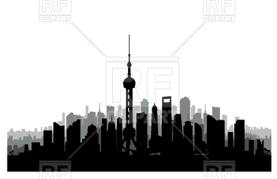 400x259 Shanghai City Skyline Vector Image Vector Artwork Of Silhouettes