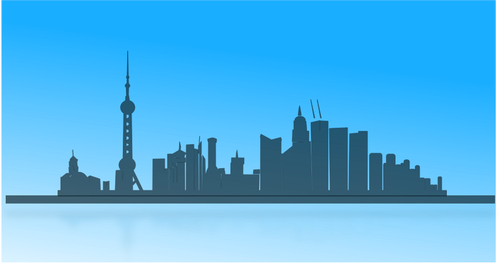 500x263 Shanghai City Skyline Outline Vector Image Public Domain Vectors