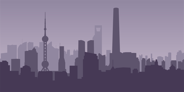 600x300 Shanghai City Skyline Vector Free Download