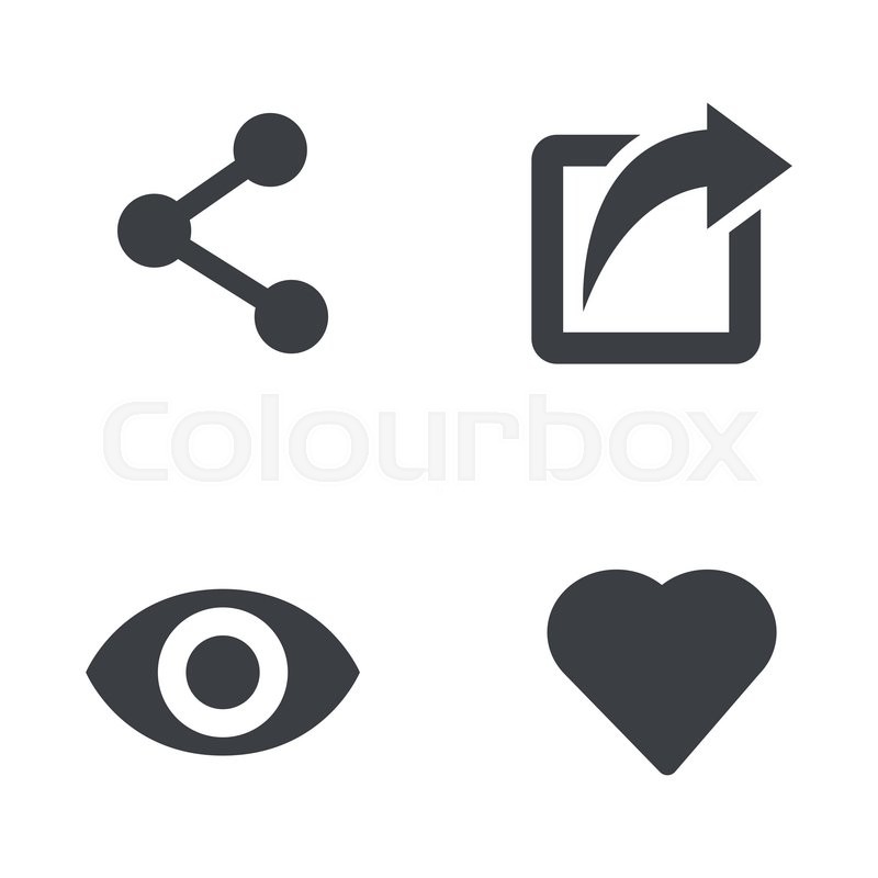 800x800 Vector Like Share View Icon Set. Like Share View Icon Object, Like