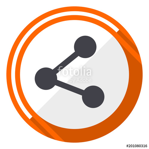 500x500 Share Flat Design Orange Round Vector Icon In Eps 10 Stock Image