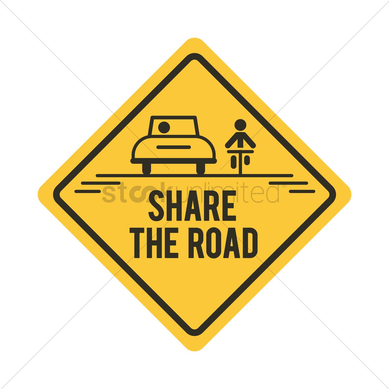 1300x1300 Share The Road With Bicycle And Car Road Sign Vector Image