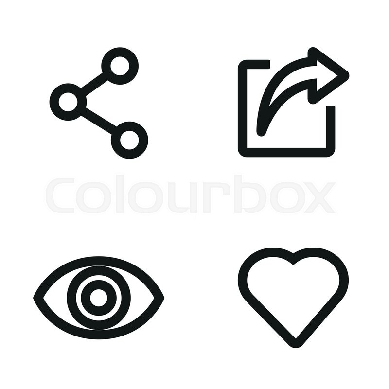 800x800 Vector Line Like Share View Icon Set. Like Share View Icon Object