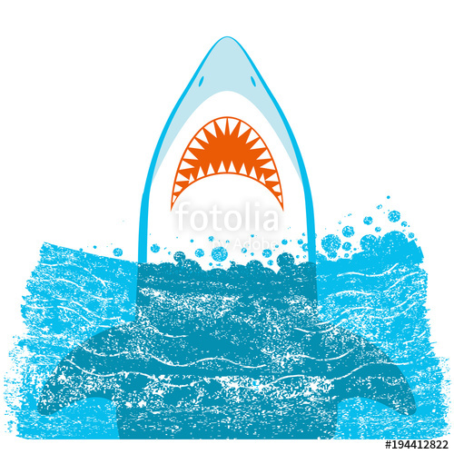 500x500 Shark Jaws.vector Blue Background Illustration Stock Image And