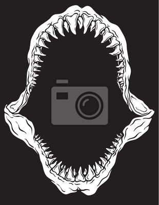 310x400 Shark Jaw Isolated Vector Illustration Sticker Razor Wall Decals