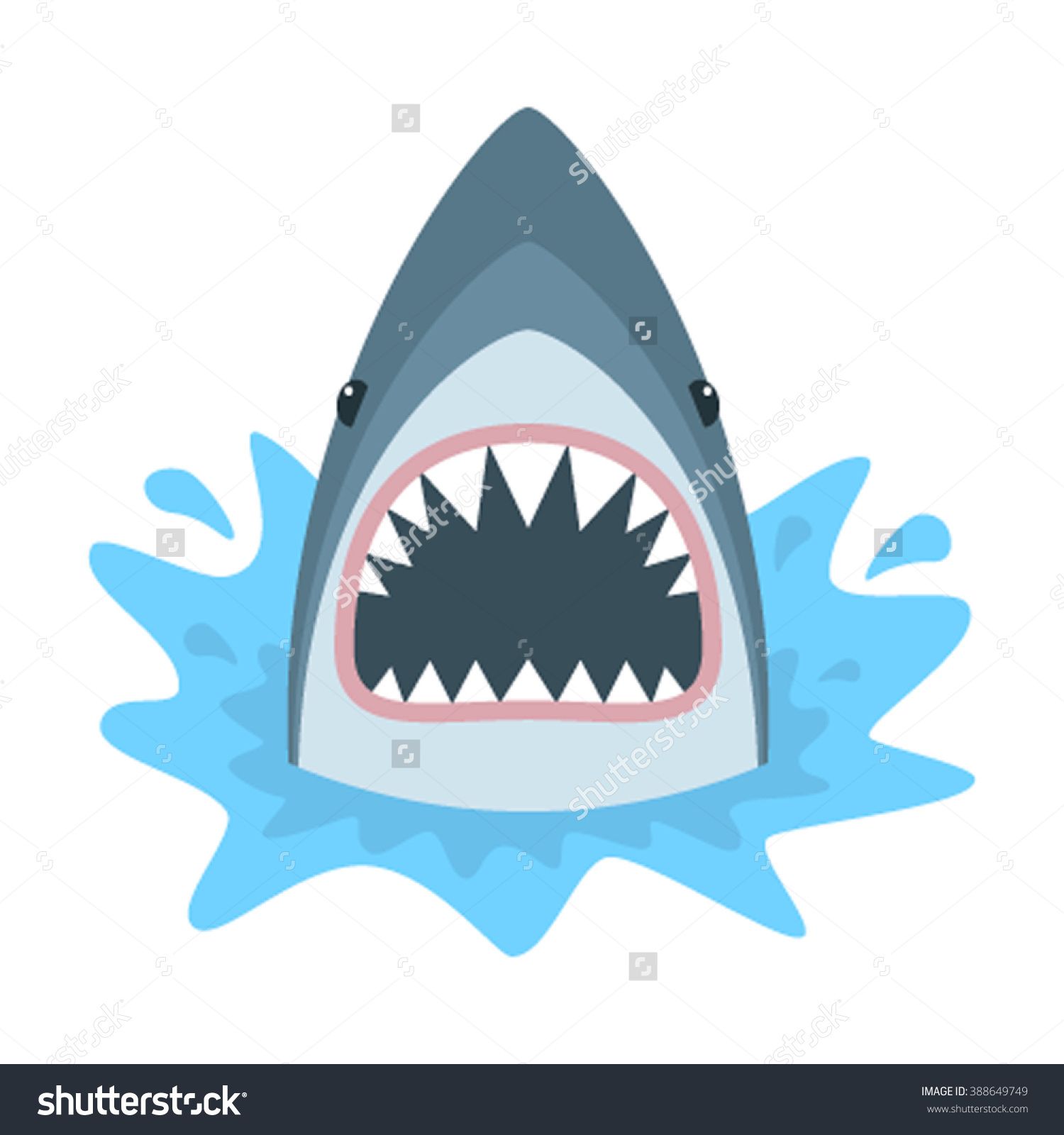 1500x1600 Shark With Open Mouth. Shark Isolation On A White Background. Flat