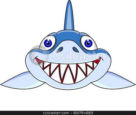450x380 Smiling Shark Cartoon Stock Vector