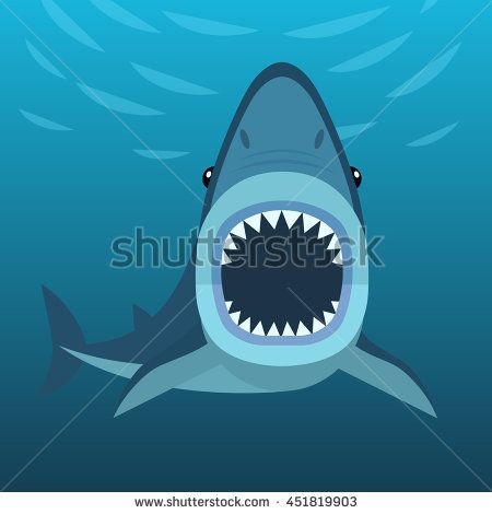 450x470 Vector Illustration Of Shark With Open Mouth Full Of Sharp Teeth