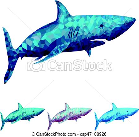 450x442 Polygonal Shark Vector Illustration.