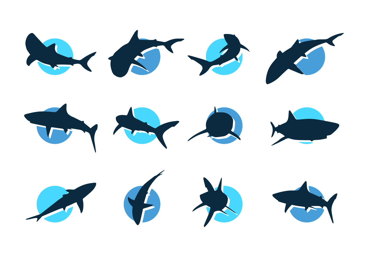 1400x980 Shark Vector Silhouettes Icons Free