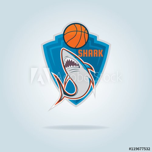 500x500 Basketball Logo Template With Shark,vector Illustration