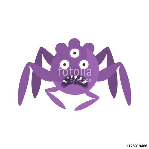 500x500 Purple Spider Shaped Aggressive Malignant Bacteria Monster With