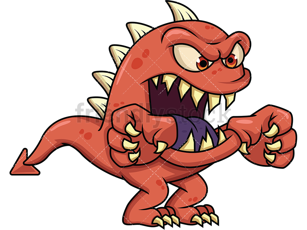 1067x800 Scary Monster With Sharp Teeth Cartoon Vector Clipart