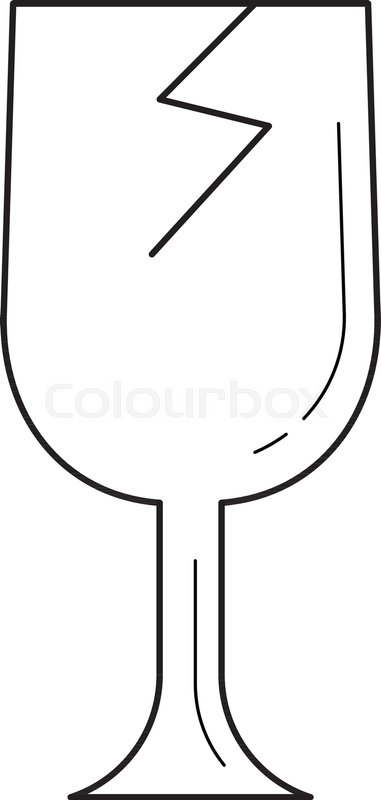 381x800 Broken Glass Vector Line Icon Isolated On White Background