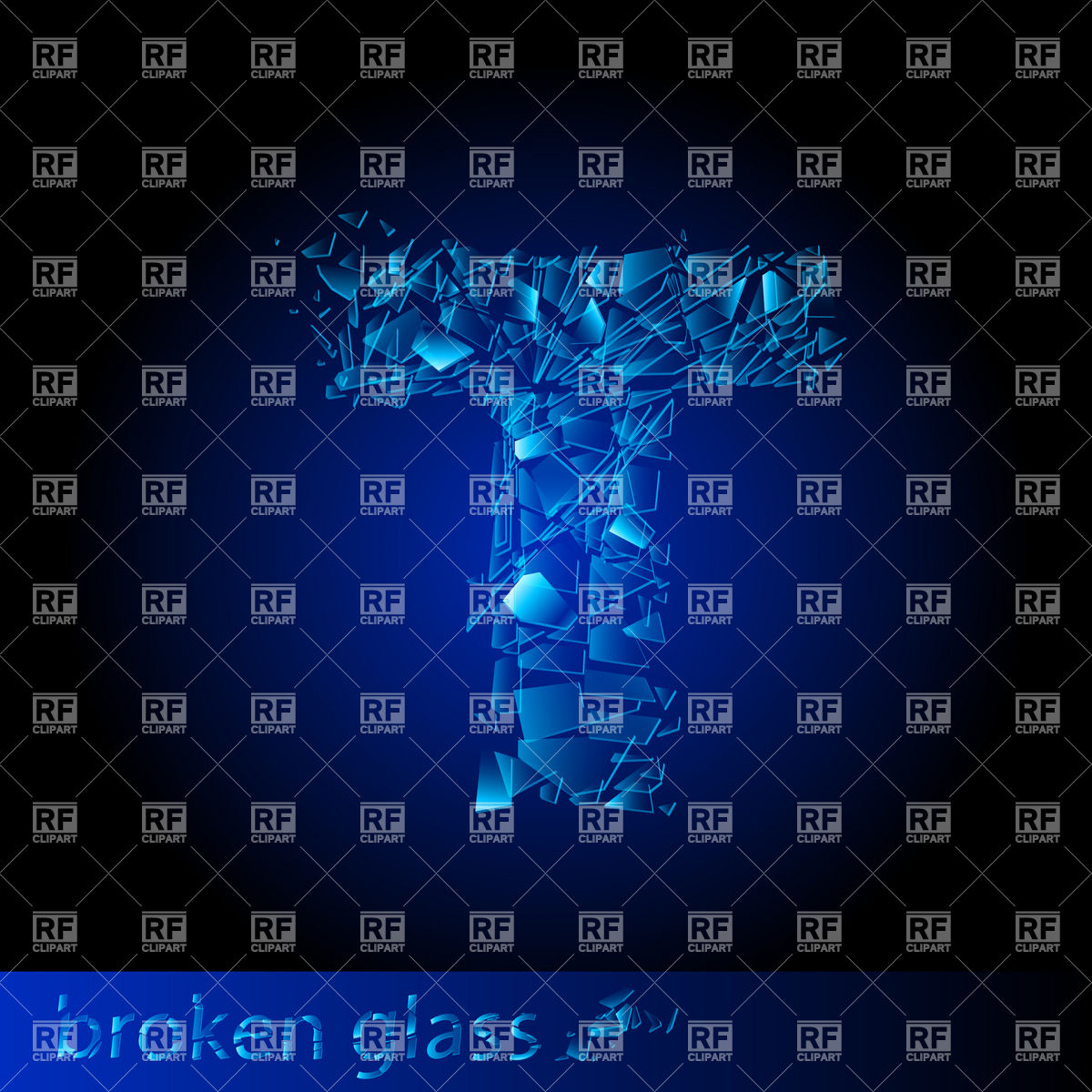 1200x1200 Shattered Glass Font Letter T Vector Image Vector Artwork Of