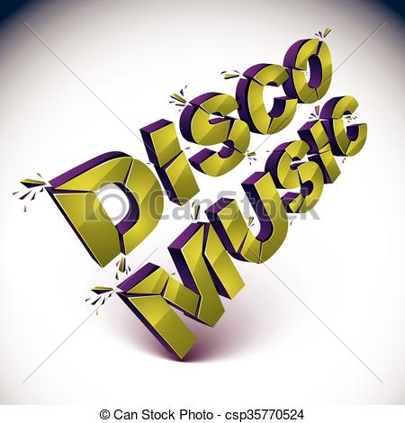 450x470 Dimensional Shattered Vector Disco Music Word, Contemporary