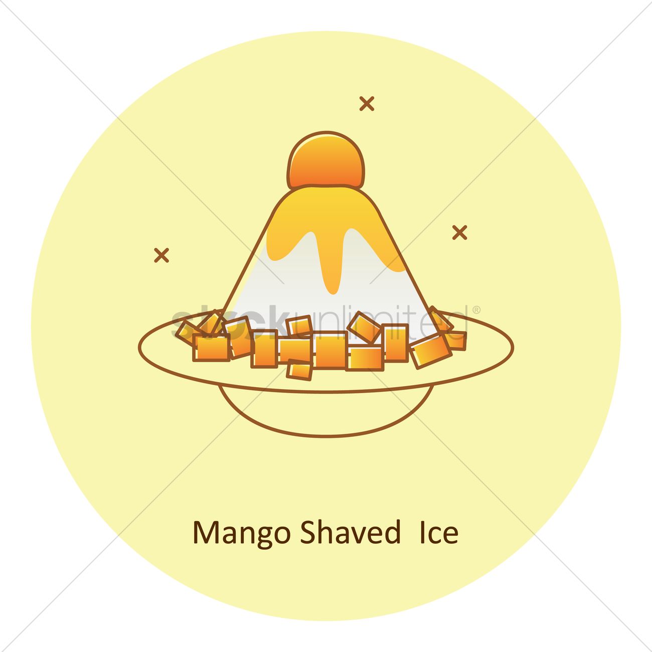 1300x1300 Mango Shaved Ice Vector Image
