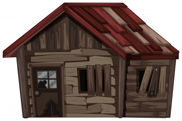 626x417 Wooden House With Very Bad Condition Vector Free Download