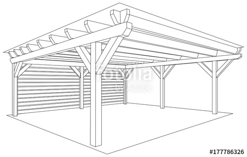 500x319 Wooden Storage Space Project. Kind Of Shed Or Garage. Vector