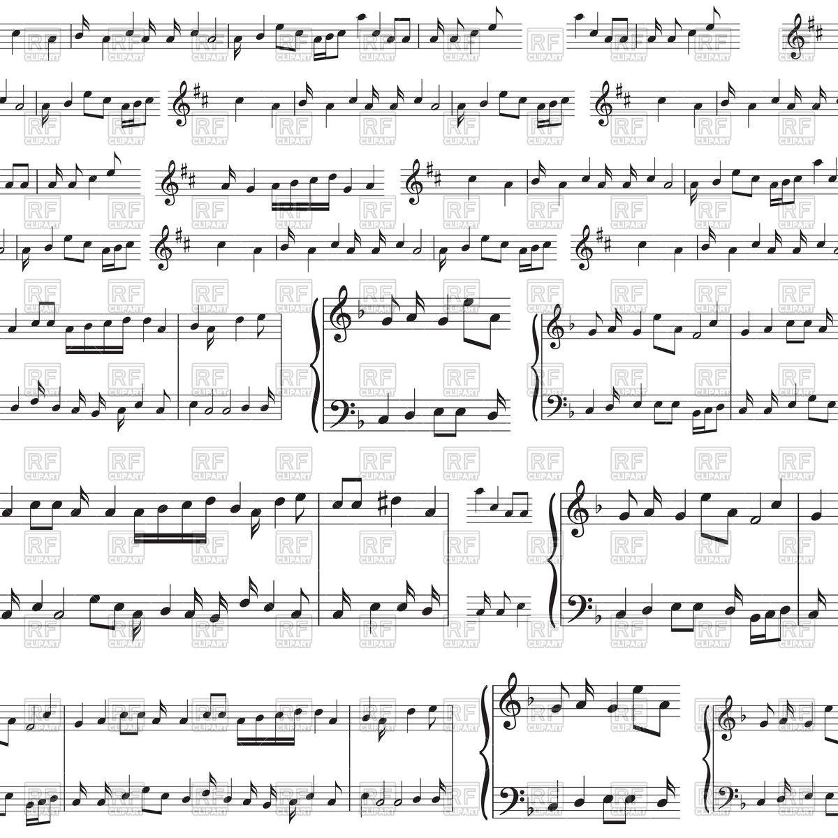 1200x1200 Seamless Pattern With Black Music Notes Vector Image Vector