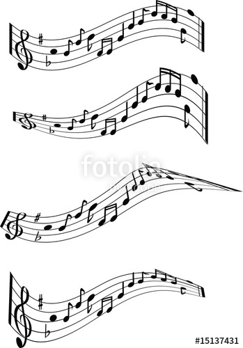 349x500 Illustrated Musical Notes On Sheet Music Design Stock Image And