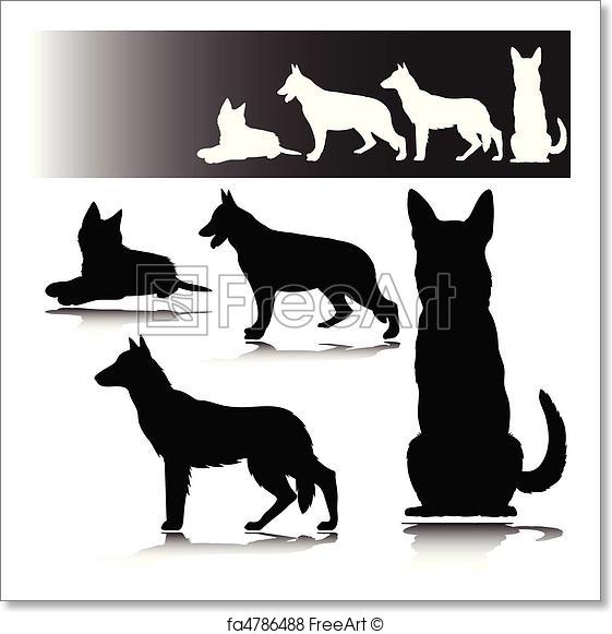 561x581 Free Art Print Of German Shepherd Vector Silhouettes Freeart
