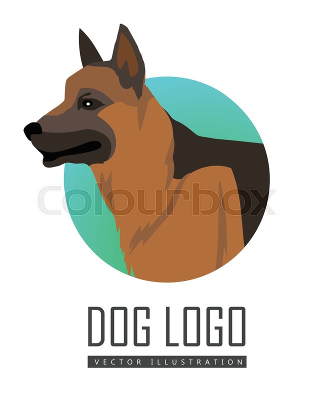 640x800 German Shepherd Dog, Round Logo On White Background. Dog Icon