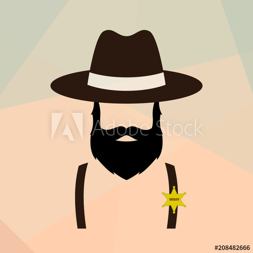 500x500 Sheriff Man Portrait. Policeman Retro Logo. Vector Illustration