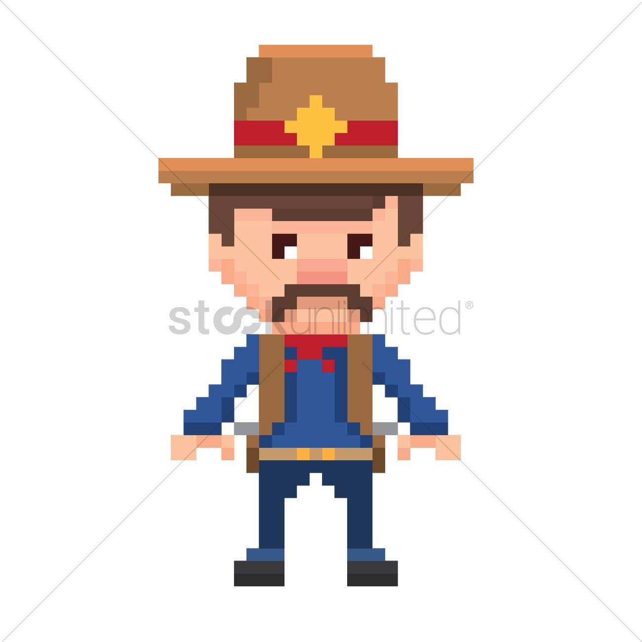 1300x1300 Pixel Art Sheriff Vector Image