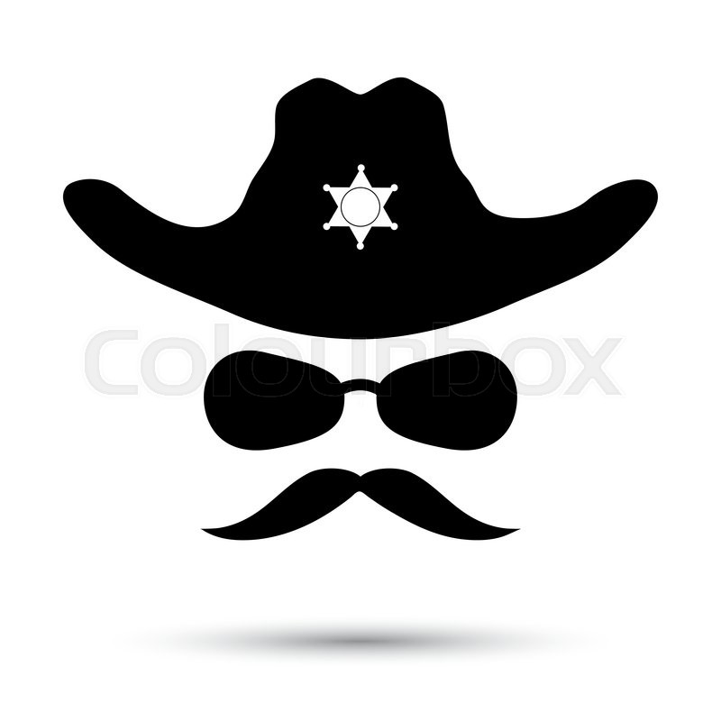 800x800 Sheriff Black Icon Isolated On White. Retro Hat With Star