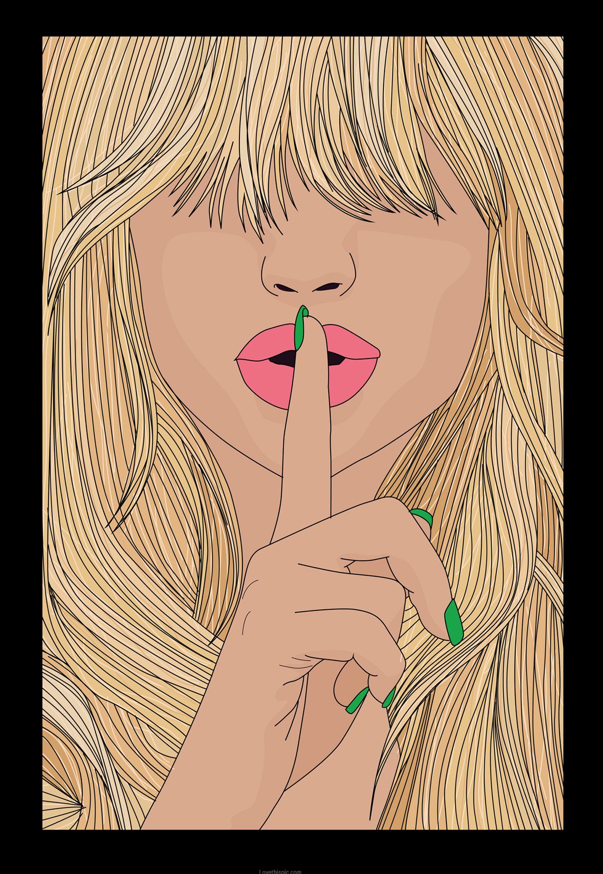 1209x1750 Shhhhh Art Painting Woman Illustration Digital Shh Hush