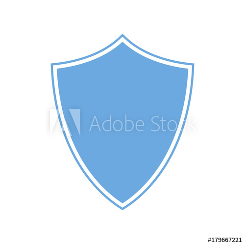 500x500 Blue Shield Icon. Vector Illustration.