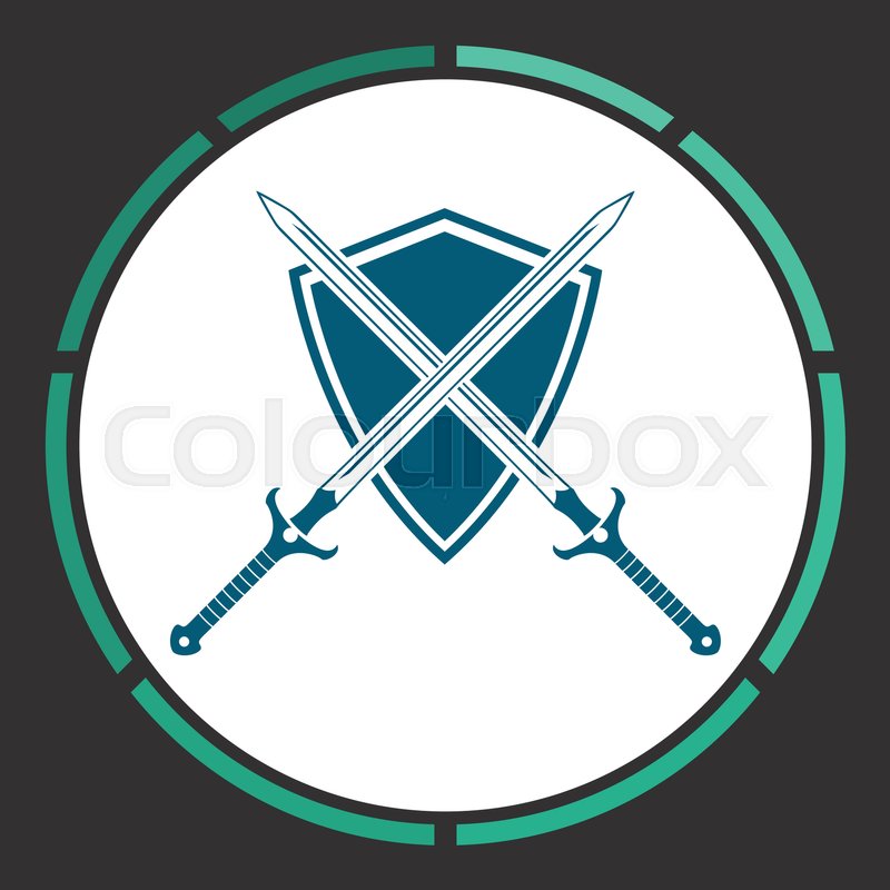 800x800 Sword Shield Icon Vector. Flat Simple Blue Pictogram In A Circle