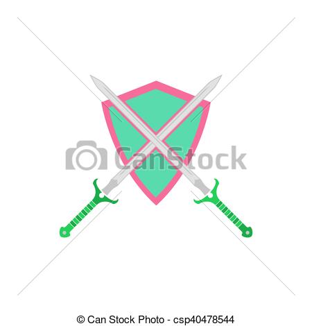 450x470 Sword Shield Icon Vector. Flat Simple Color Pictogram.