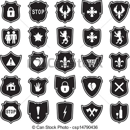 450x449 Vector Set Of Shield Icons With Symbols. Vector Set Of Shield