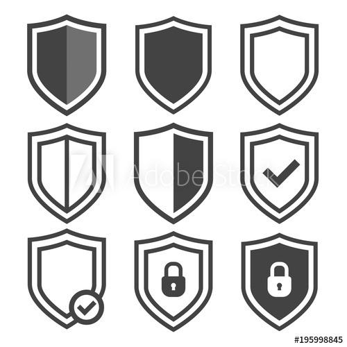 500x500 Vector Shield Icon Set. Security Vector Icons. Protection Logos