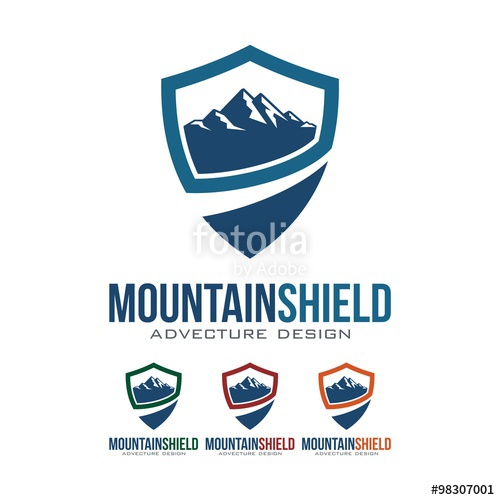 500x500 Shield Logo, Mountain Shield Adventure Design Logo Vector Stock