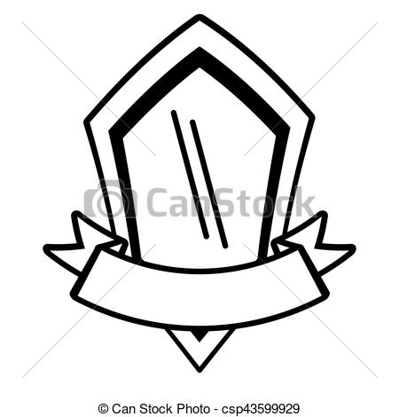 450x470 Shield Premium Ribbon Template Outline Empty Vector Illustration