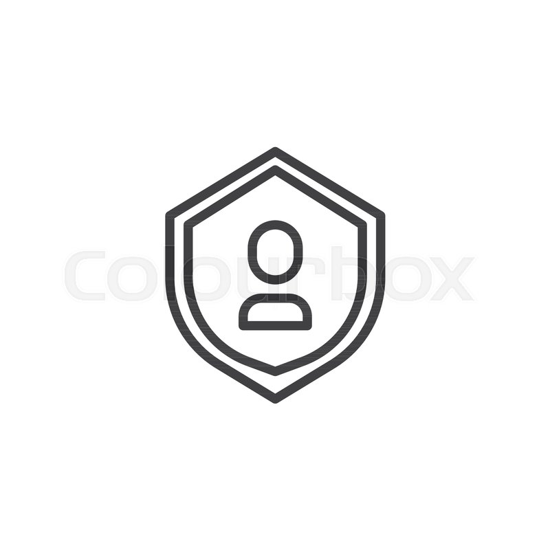 800x800 User Protection Shield Outline Icon. Linear Style Sign For Mobile