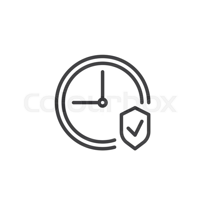 800x800 Clock And Shield Outline Icon. Linear Style Sign For Mobile