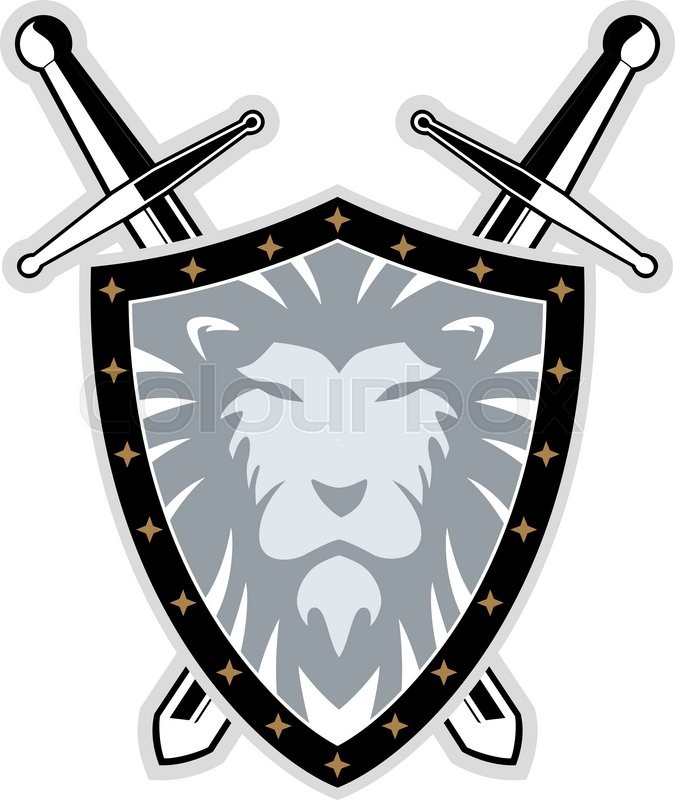 675x800 Sword With Lion Shield , Vector Illustration Stock Vector