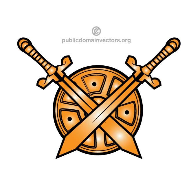 660x660 Crossed Swords And A Shield Vector Free Vectors Ui Download