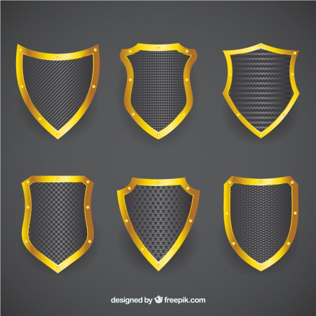 626x626 Golden Shields Vector Free Download