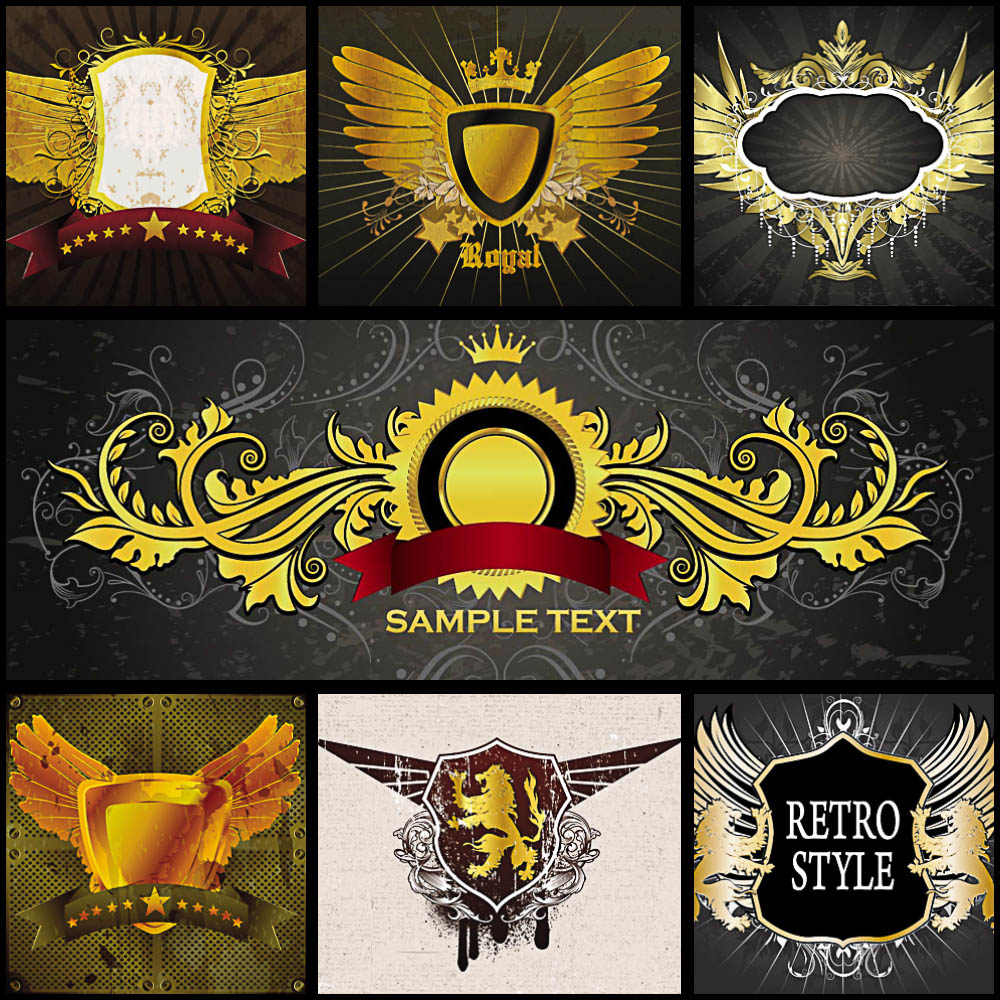 1000x1000 Heraldic Design Shield With Wings Vector Free Download