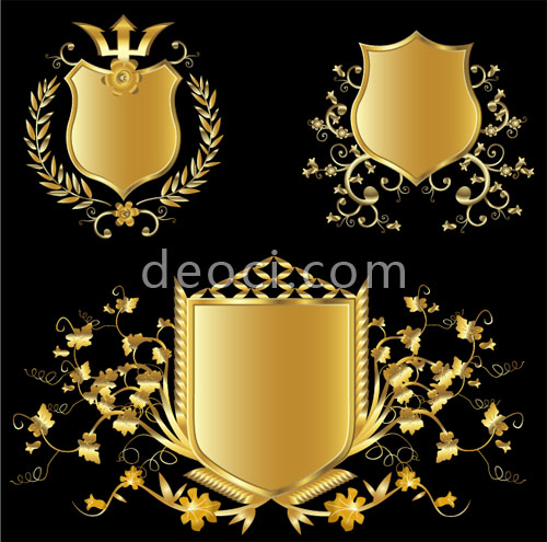 500x495 3 Vector Golden Shield Label Design Material Eps Files For Free