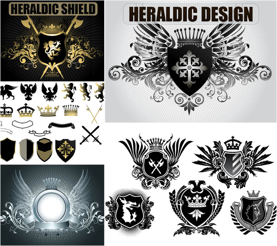 900x800 Heraldic Ornaments And Shields Vector Free Stock Vector Art