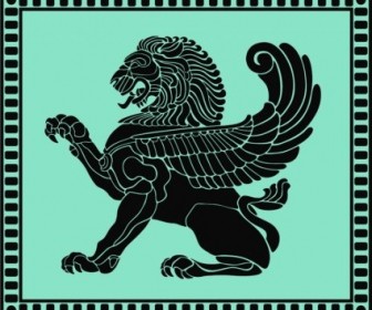 336x280 Vector Ancient Lion Shield Vector Art